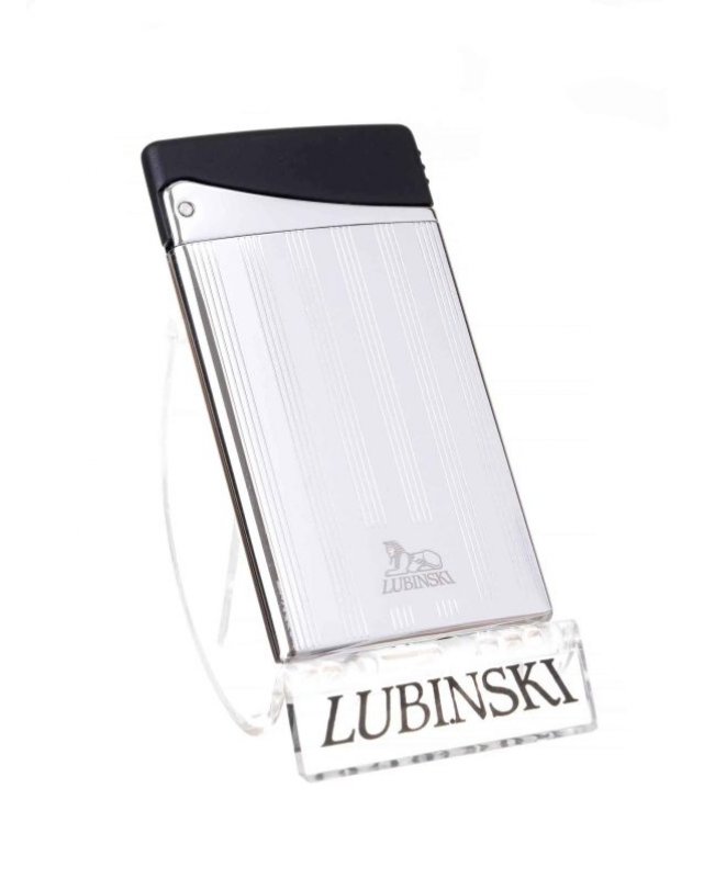 Зажигалка Lubinski «Флоренция», плоская, турбо, серебристая с черным