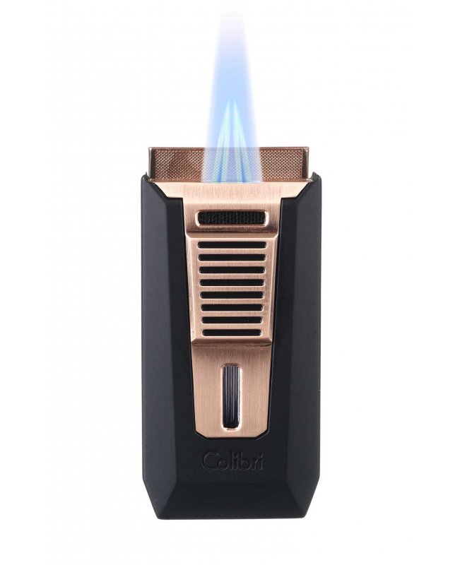 Зажигалка сигарная Colibri Slide (двойное пламя), черная-розовое золото
