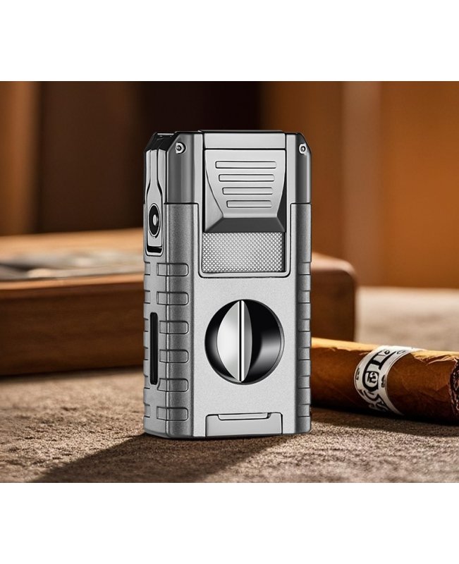 Зажигалка Lighter,тройное турбопламя (с 2-мя гильотинами, пробойником и докуривателем)
