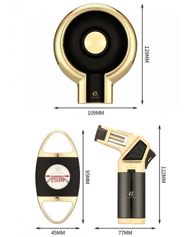Набор сигарных аксессуаров "Galiner", черно-золотой, ТС-78В