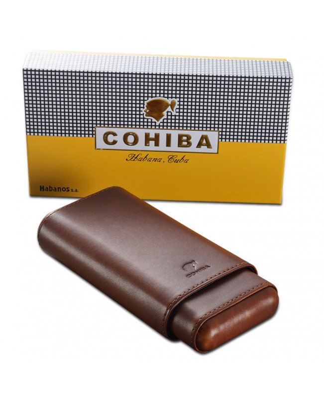 Дорожный футляр COHIBA на 3 сигары коричневый