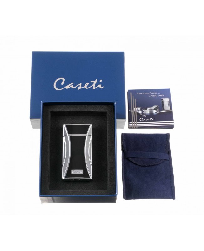 Зажигалка Caseti сигарная турбо, черная, с гильотиной