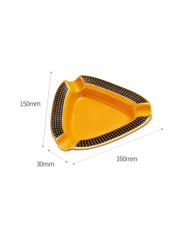 Керамическая пепельница COHIBA треугольная на 3 сигары (желтая)