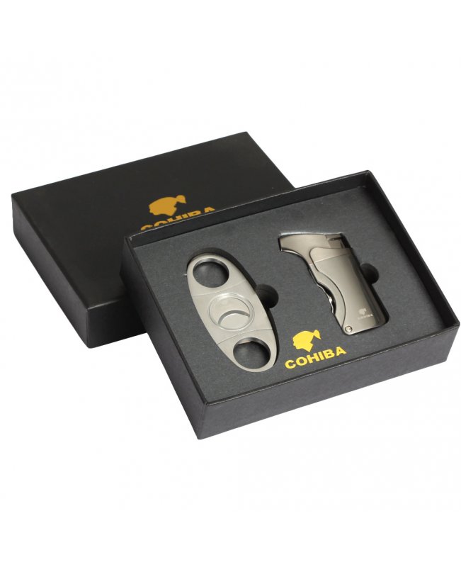 Набор сигарных аксессуаров "Cohiba" (зажигалка, гильотина)