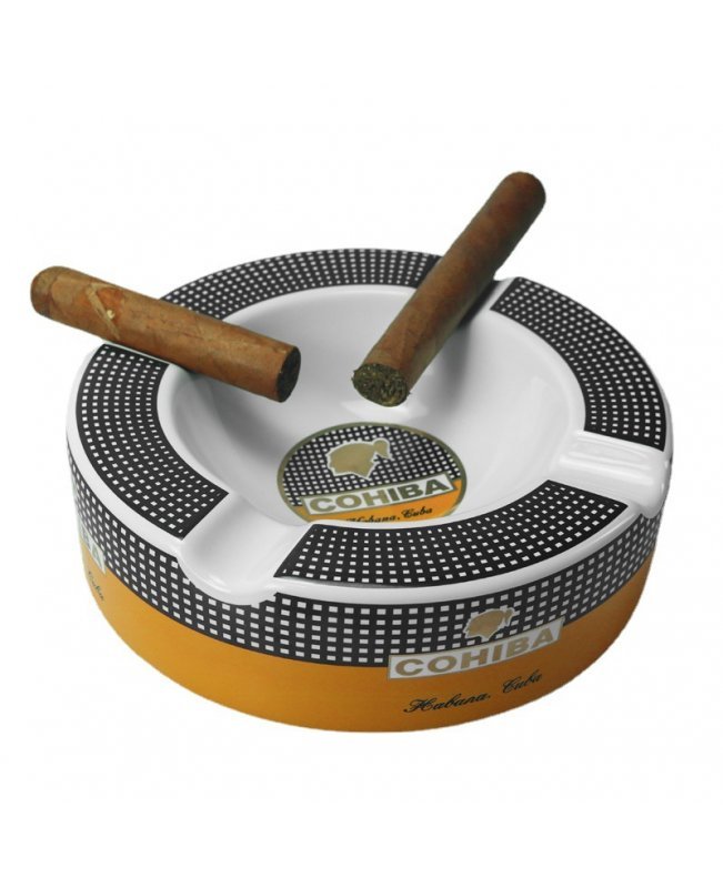 Керамическая пепельница COHIBA на 4 сигары круглая