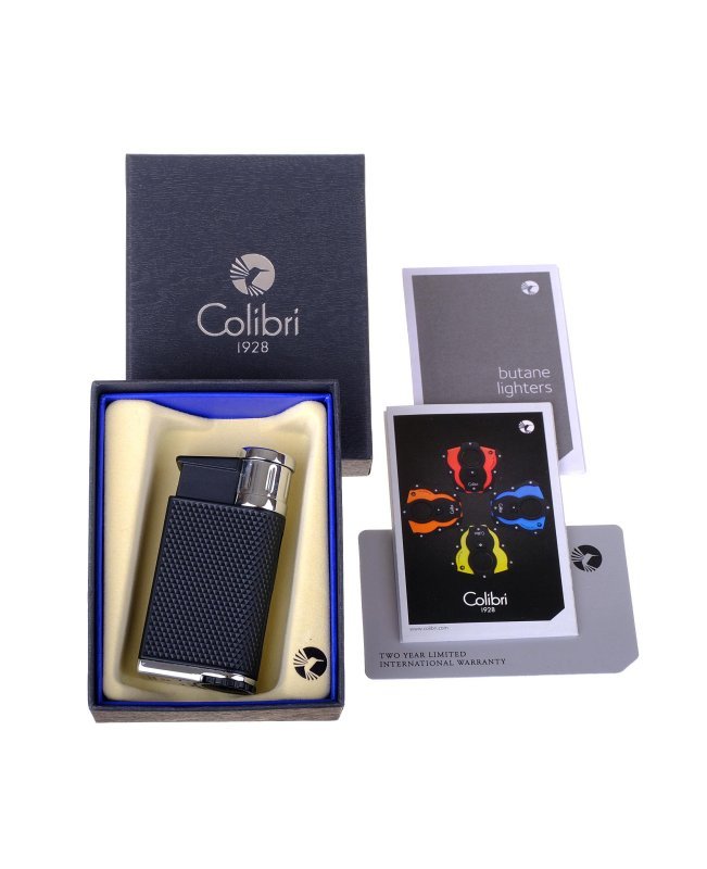 Зажигалка сигарная Colibri Evo, черная-хром