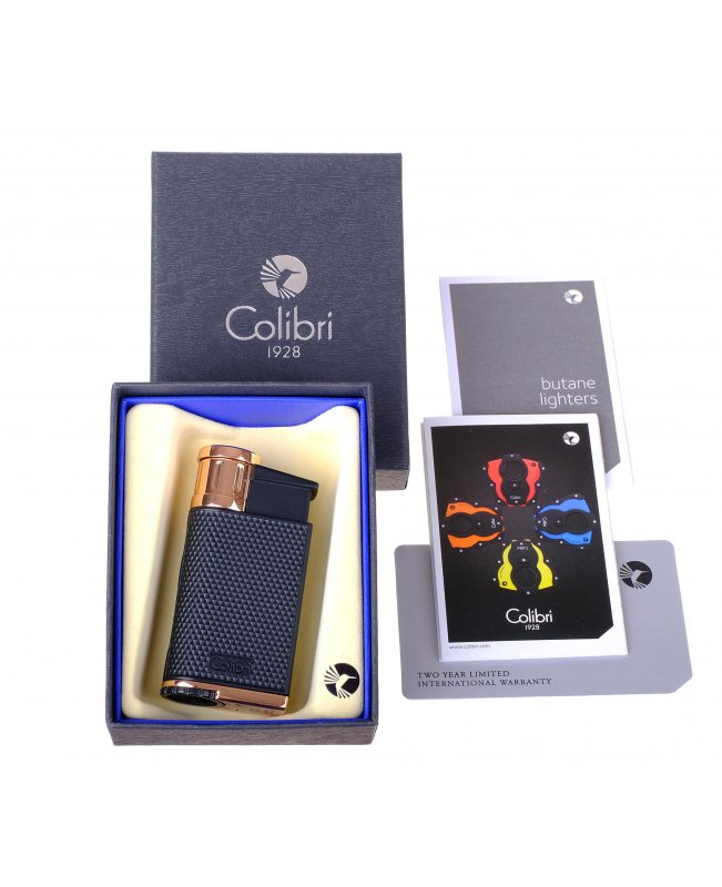 Зажигалка сигарная Colibri Evo, черная-красное золото