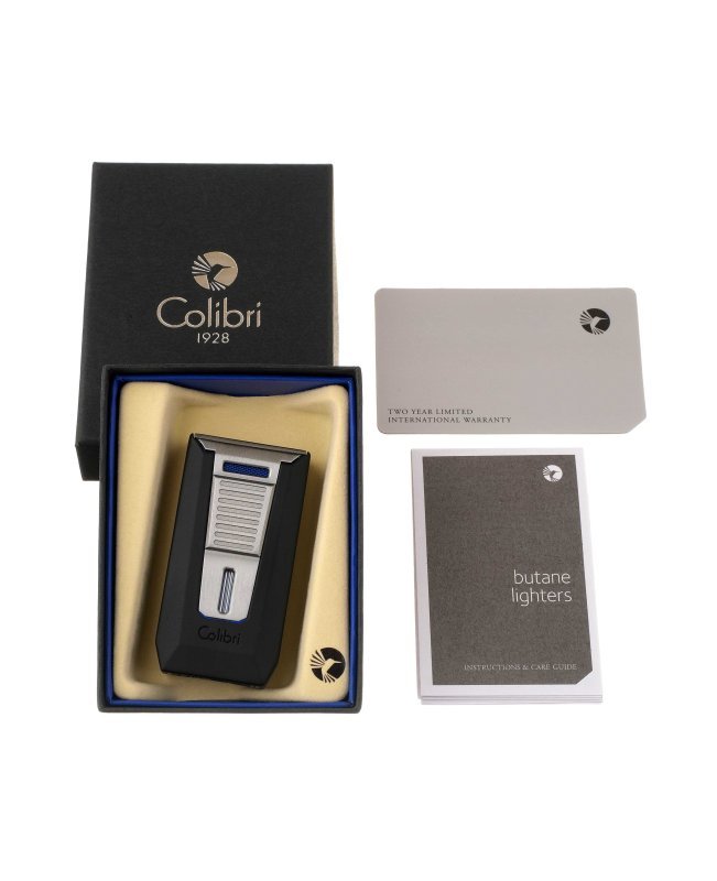 Зажигалка сигарная Colibri Slide (двойное пламя), черная-хром